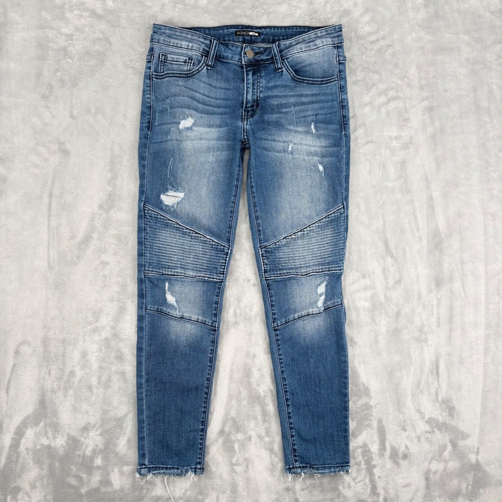 Fashion Nova Skinny Jeans Women Juniors 9 Fit‎ 29x26.5 Distressed Urban Edgy